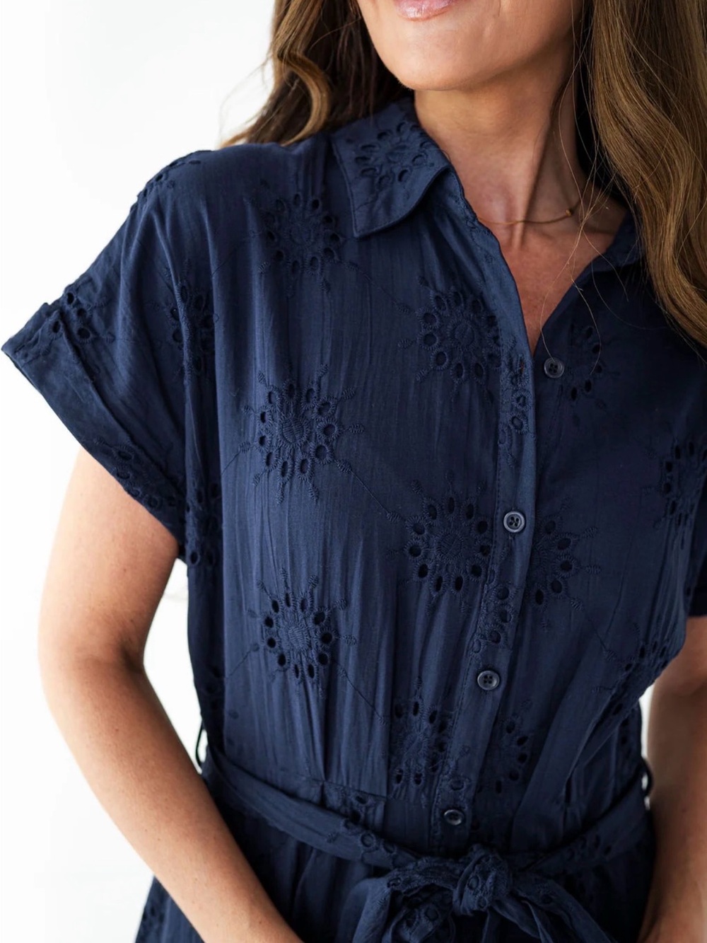 Navy Eyelet Dress - Picture 4 of 4